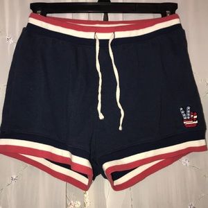 Red white and blue pajama shorts